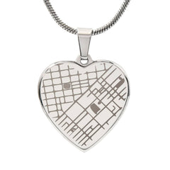Unique Map Heart Pendant