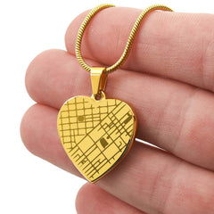 Unique Map Heart Pendant