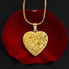 Unique Map Heart Pendant
