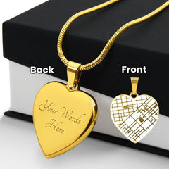 Unique Map Heart Pendant