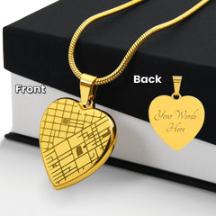Unique Map Heart Pendant