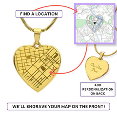 Unique Map Heart Pendant