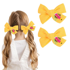 Back to School Hair Clips for Girls Embroidery Hair Bow Clips Pencil Design Cute Hair Barrettes for Hair Styling (Yellow)