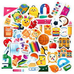 FaCraft Back to School Stickers for Kids - 50pcs Stationery Stickers for Students Scrapbook School Stickers Teacher Stickers for Laptop Water Bottles Classroom Decorations