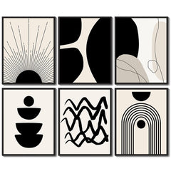 Drsoum Abstract Boho Wall Art Minimalist Geometric Framed Boho Room Decor Black Line Art Canvas Painting Mid Century Modern Prints Bohemian Posters for Living Room Bedroom 11x14in - Black Framed