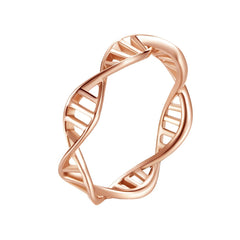 INRENG Womens Stainless Steel DNA Ring Chemistry Science Molecule Twist Rope Helix Band Rose Gold Size 9
