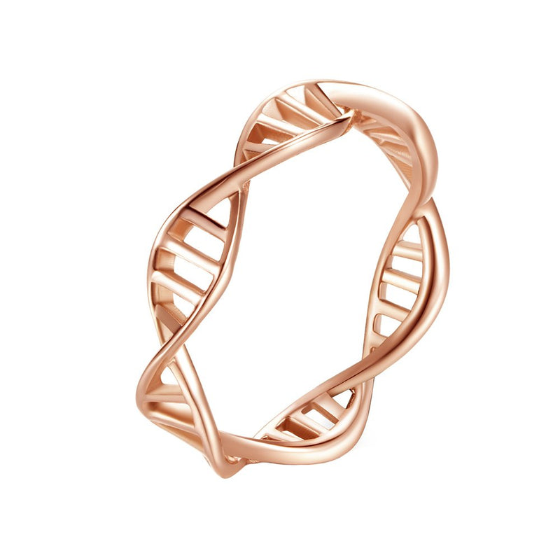 INRENG Womens Stainless Steel DNA Ring Chemistry Science Molecule Twist Rope Helix Band Rose Gold Size 9