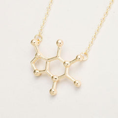 Caffeine Molecule Pendant Necklace for Chemistry Lovers