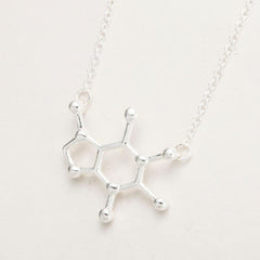 Caffeine Molecule Pendant Necklace for Chemistry Lovers