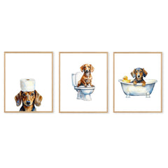 Boat Wades Dachshund Dog Bathroom Unframed Wall Art PrintsFunny Bathroom Dog Posters & Prints For Kids Bathroom Toilet Home House Living Room Decor Dachshund Dog Wall Art Prints 8x10 Set Of 3