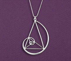 Geometric Triangle and Spiral Necklace with Fibonacci Pendant