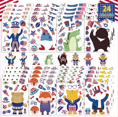 24 Sheet Make a Face Fourth of July Sticker Star Patriotic Decorations American Flag Sticker for Kids 4th of July Stickers Red White Blue Independence Day Laptop Stickers Motivational