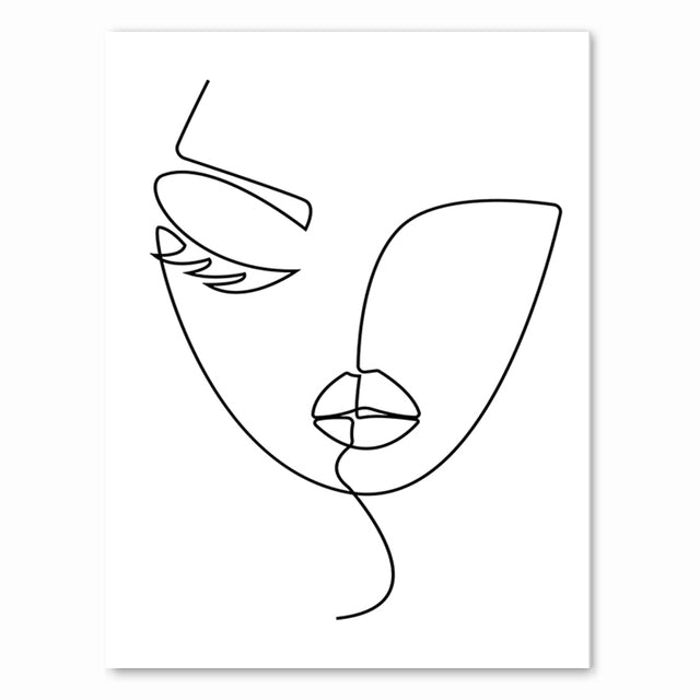 Nordic Minimalist Line Art Nude Woman Canvas Prints