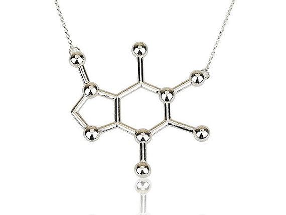 Caffeine Molecule Pendant Necklace for Chemistry Lovers